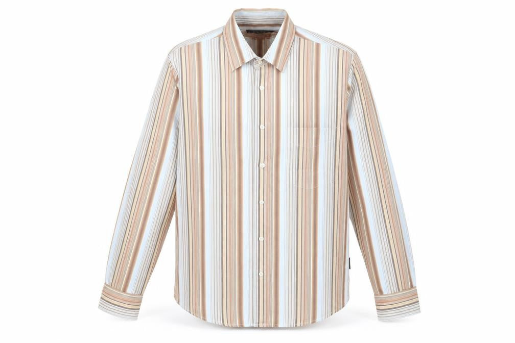 Mens UK Size S Easy Brown  Button-Up Long Sleeve Casual Shirt