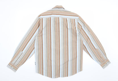 Mens UK Size S Easy Brown  Button-Up Long Sleeve Casual Shirt