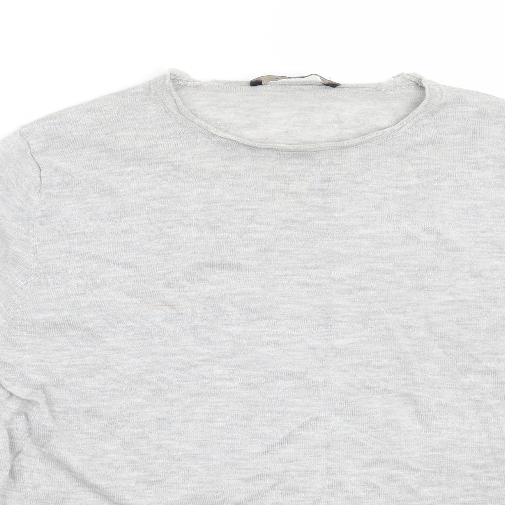 Close-up detail of Zara women’s grey jumper, size S