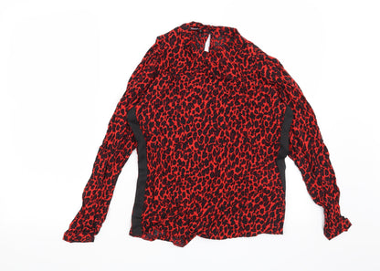 Womens UK Size 10 Preworn Red Basic Blouse