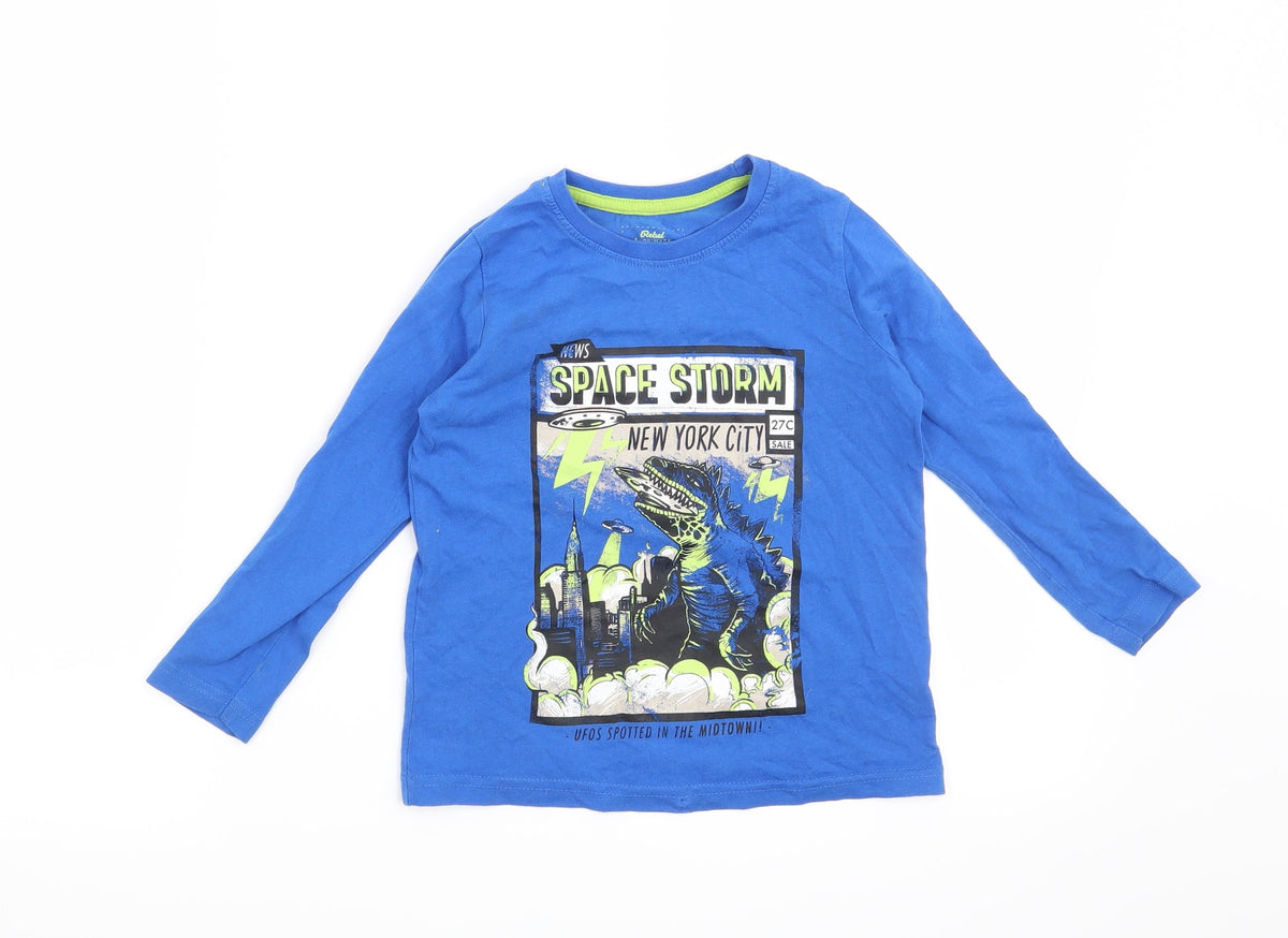 Additional front view of Rebel boys’ blue basic t-shirt, size 4-5, years - space storm