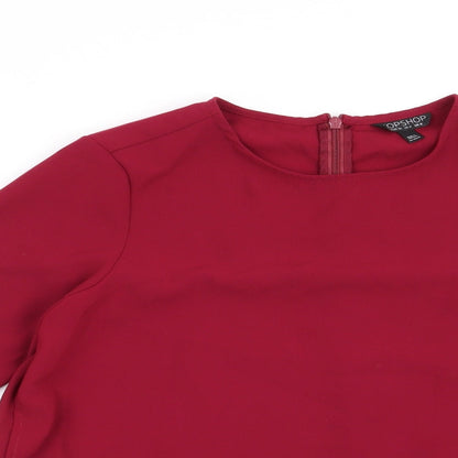 Womens UK Size 8 Topshop Red Basic Blouse