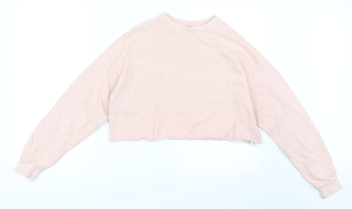 Additional front view of Topshop women’s pink pullover sweatshirt, size UK 6