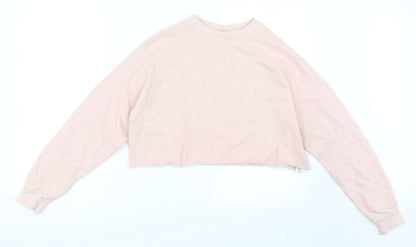 Additional front view of Topshop women’s pink pullover sweatshirt, size UK 6