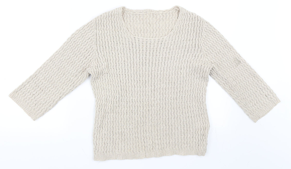 Additional front view of Preworn women’s beige jumper, size UK 12
