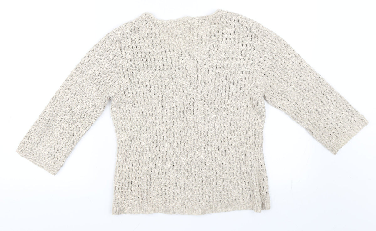 Back view of Preworn women’s beige jumper, size UK 12