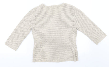 Back view of Preworn women’s beige jumper, size UK 12