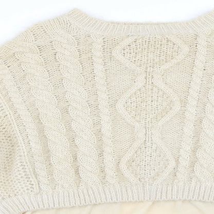 Close-up detail of Cameo Rose women’s beige jumper, size L