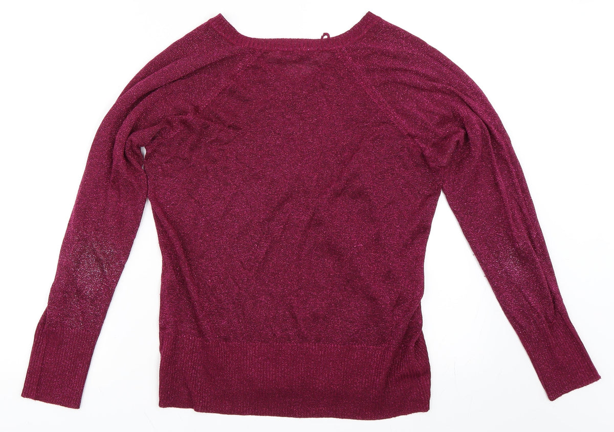 Back view of EWM women’s purple jumper, size UK 16