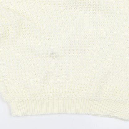 Brand and care label for PRETTYLITTLETHING women’s ivory jumper, size M
