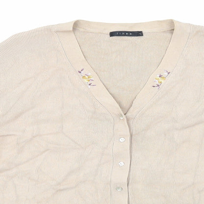 Linea Womens Beige   Cardigan Jumper Size L