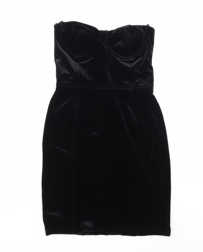 H&M Womens Black  Velour Mini  Size 8