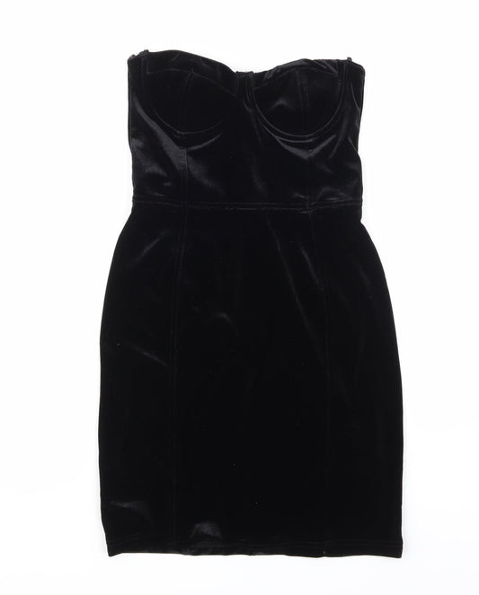 H&M Womens Black  Velour Mini  Size 8