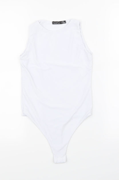 Womens UK Size 6 Boohoo White Basic Tank