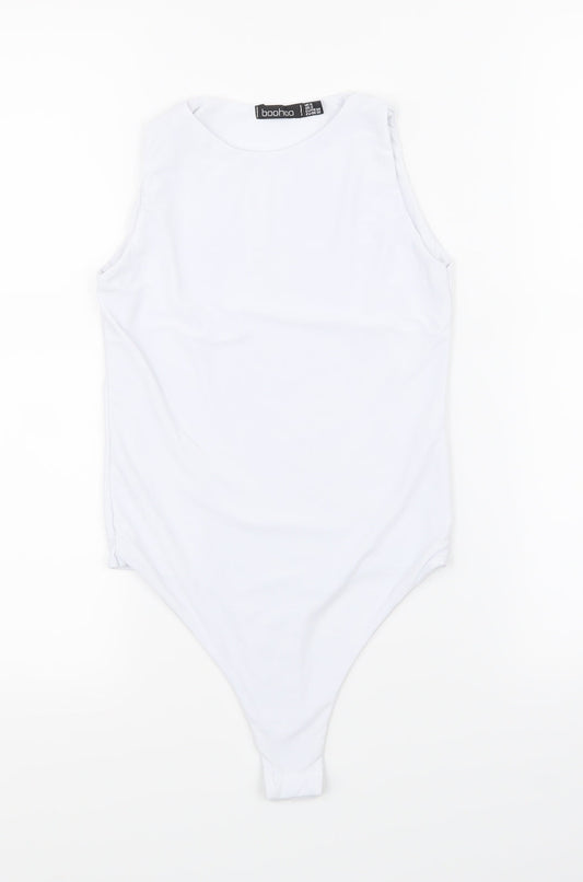 Womens UK Size 6 Boohoo White Basic Tank