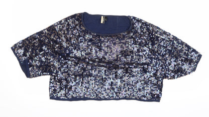 Womens UK Size 4 Topshop Blue Basic T-Shirt