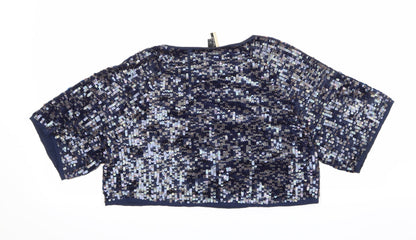 Womens UK Size 4 Topshop Blue Basic T-Shirt