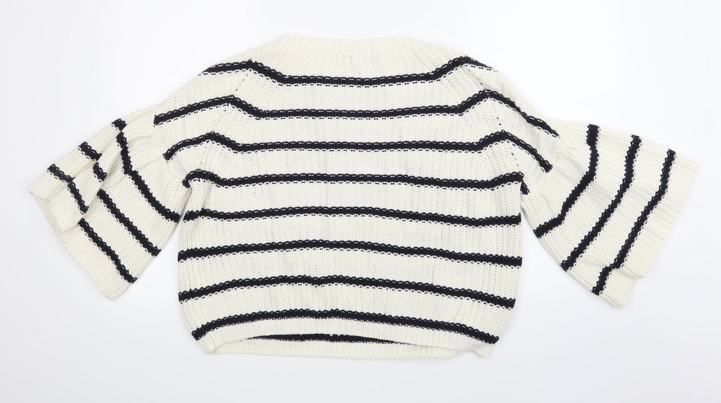 Marks and Spencer Womens Beige Striped Knit Pullover Jumper Size M