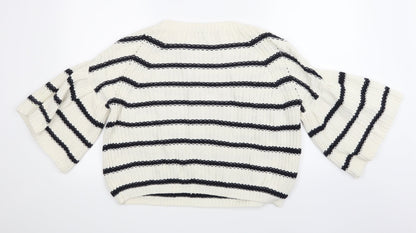 Marks and Spencer Womens Beige Striped Knit Pullover Jumper Size M