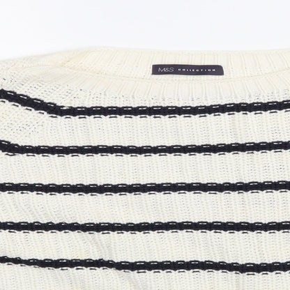 Marks and Spencer Womens Beige Striped Knit Pullover Jumper Size M
