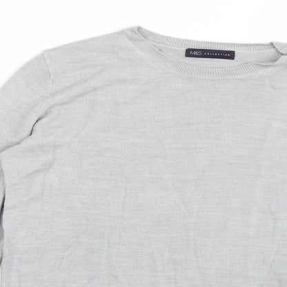 Close-up detail of Marks & Spencer women’s grey jumper, size UK 14