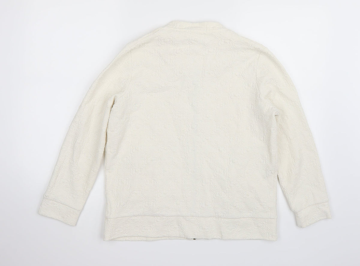 Back view of River Island women’s white jacket coat, size UK 8