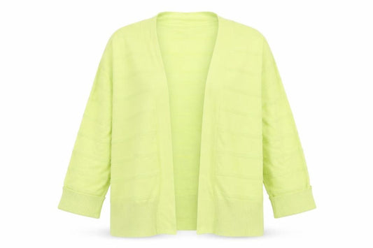 Front view of Hepburn women’s green cardigan jumper, size S