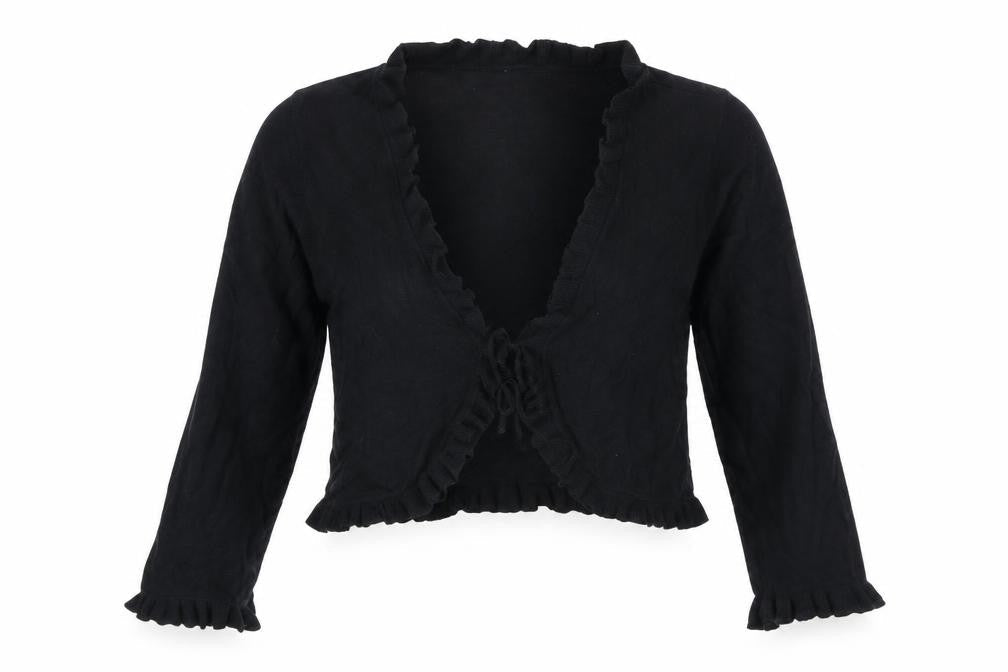 Front view of Wallis women’s black knit cardigan jumper, size UK 10