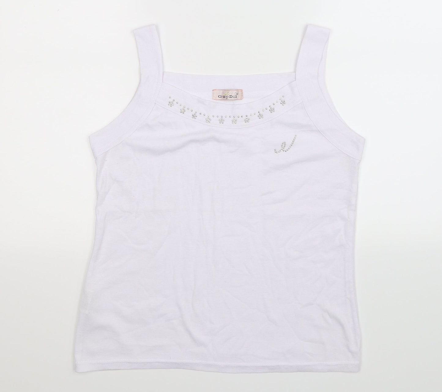 Guodil Womens White   Basic Tank Size XL