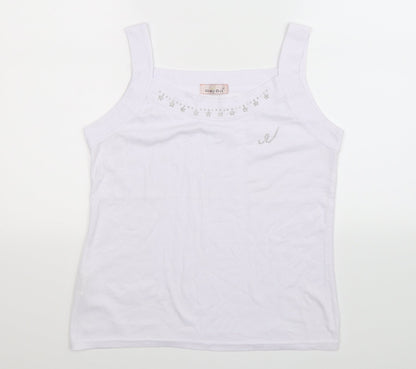 Guodil Womens White   Basic Tank Size XL