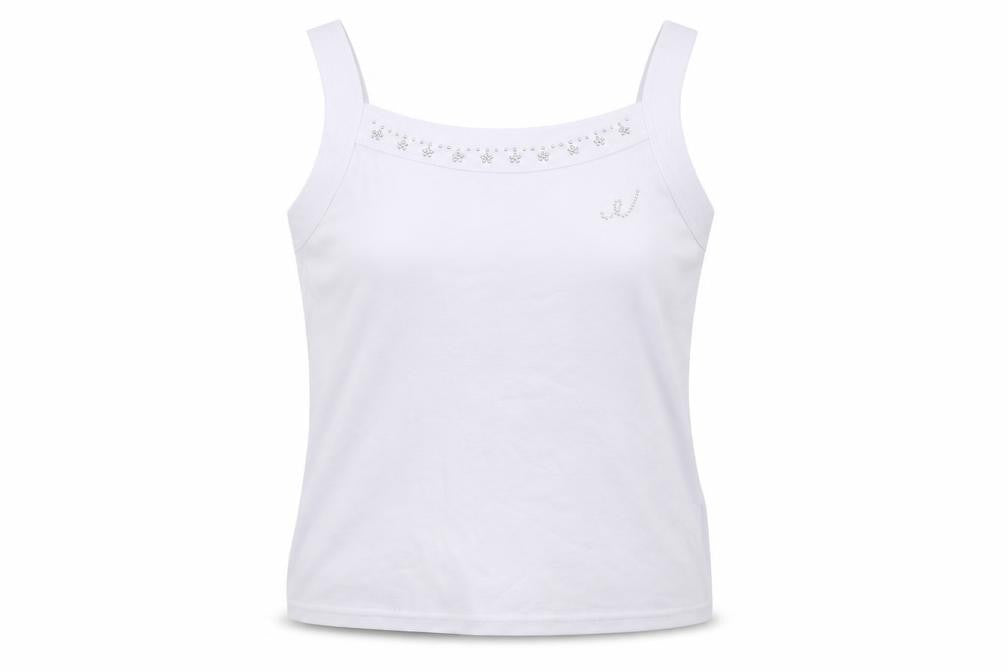 Front view of Guodil women’s white basic tank, size XL