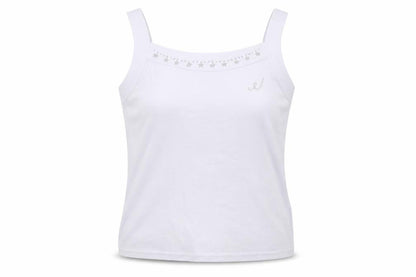 Front view of Guodil women’s white basic tank, size XL