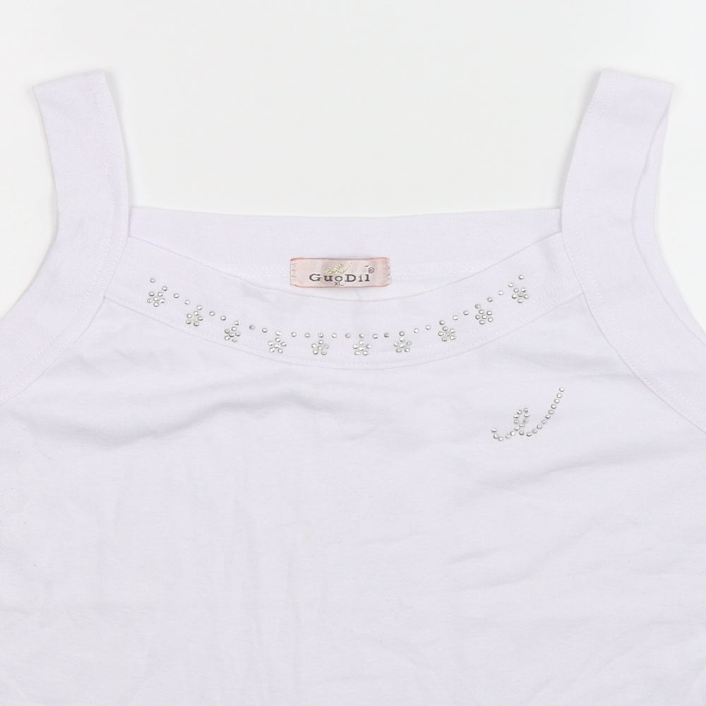 Guodil Womens White   Basic Tank Size XL