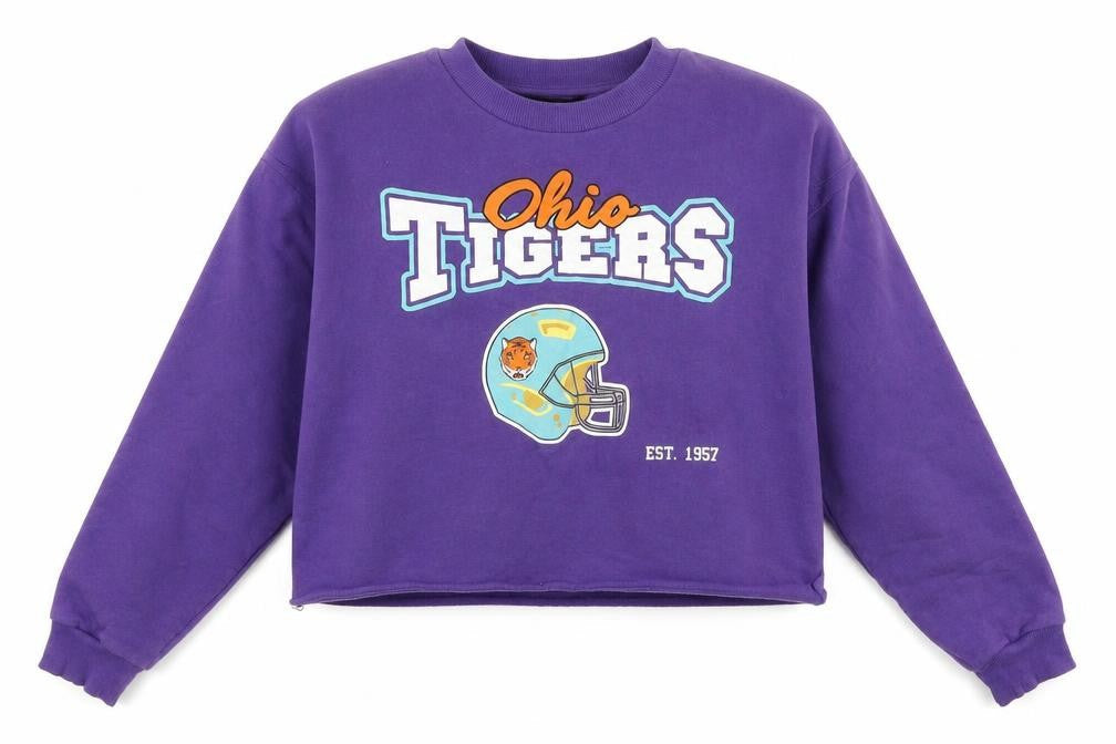 Front view of Atmosphere women’s purple pullover sweatshirt, size UK 12
