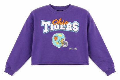 Front view of Atmosphere women’s purple pullover sweatshirt, size UK 12