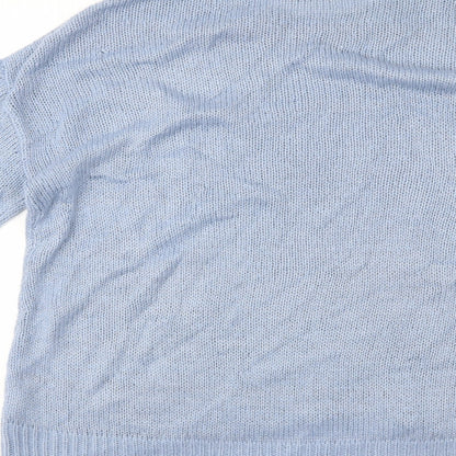 Brand and care label for New Look women’s blue jumper, size L