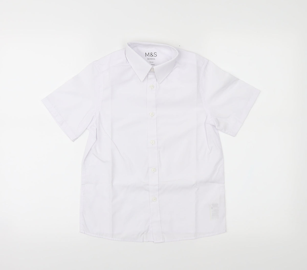 Additional front view of Marks & Spencer boys’ white basic button-up, size 7-8, years