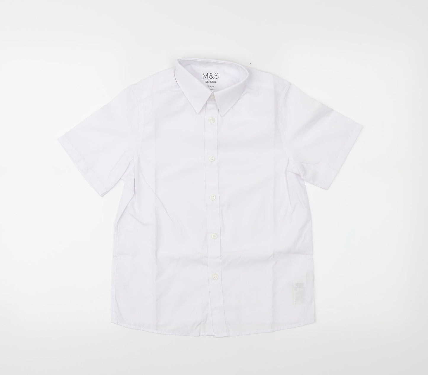 M&S Boys White   Basic Button-Up Size 7-8 Years