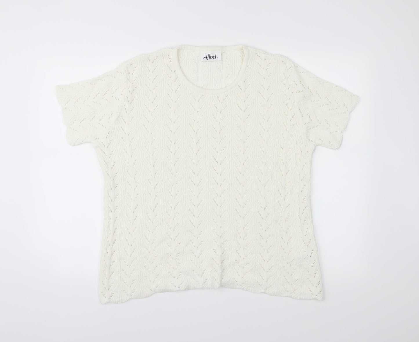 Womens UK Size 20 Afibel White Basic T-Shirt