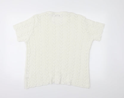 Womens UK Size 20 Afibel White Basic T-Shirt