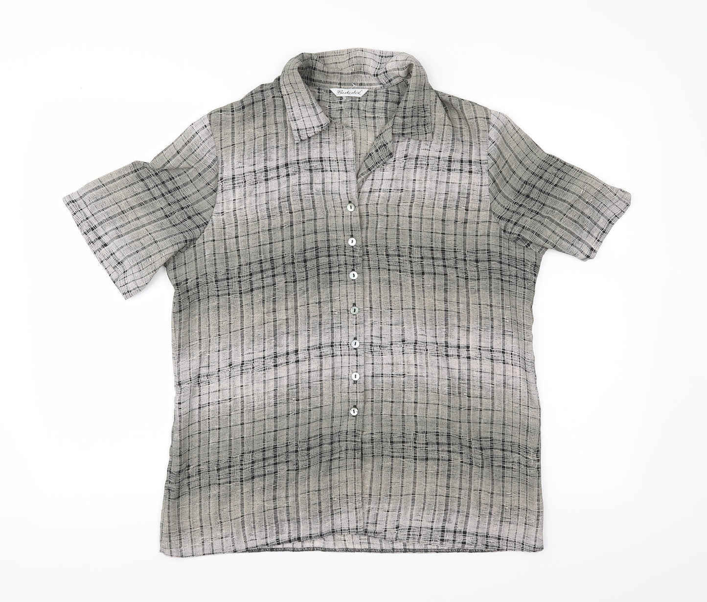 Womens UK Size 14 Berkertex Grey Basic Button-Up