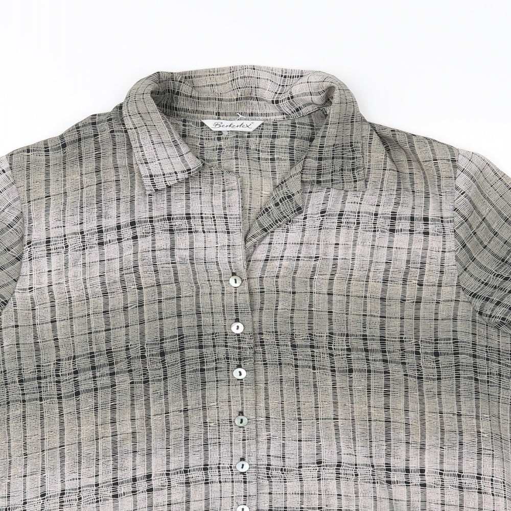 Womens UK Size 14 Berkertex Grey Basic Button-Up