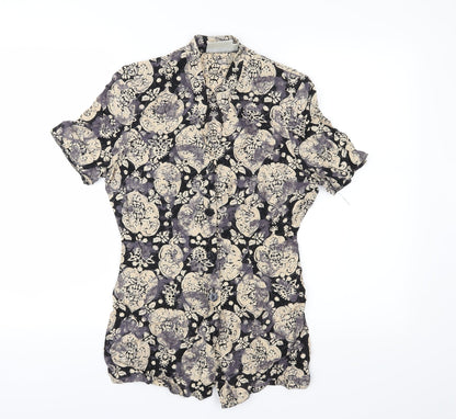 Womens UK Size 10 BHS Black Basic Button-Up