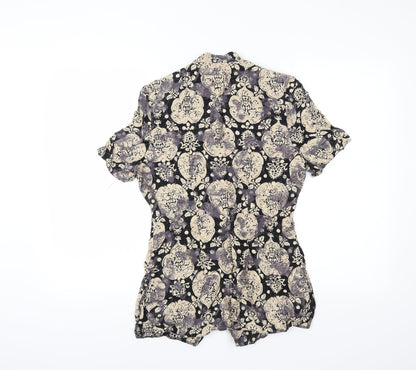 Womens UK Size 10 BHS Black Basic Button-Up