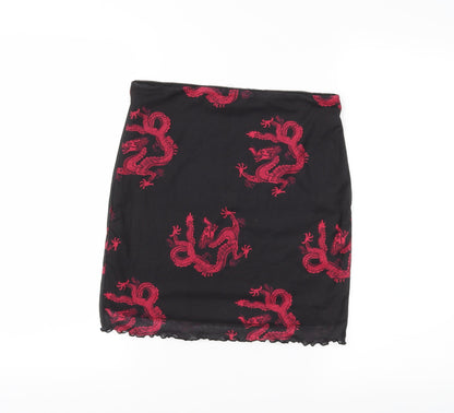 SheIn Womens Black Animal Print  Mini Skirt Size M