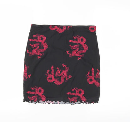 SheIn Womens Black Animal Print  Mini Skirt Size M