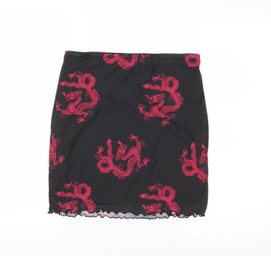 SheIn Womens Black Animal Print  Mini Skirt Size M