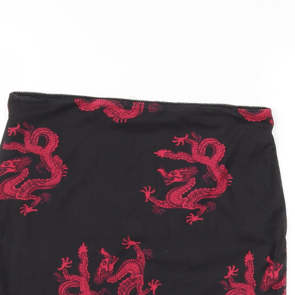 SheIn Womens Black Animal Print  Mini Skirt Size M