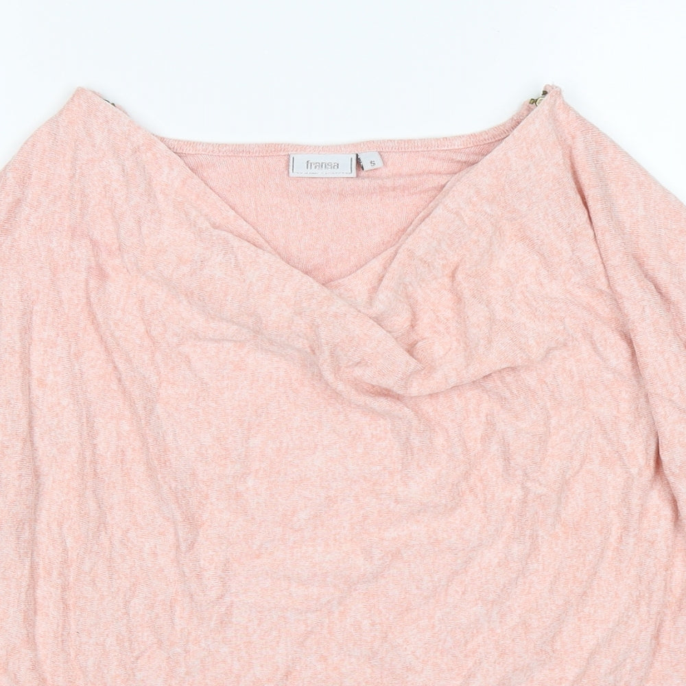 Close-up detail of Fransa women’s pink knit jumper, size S