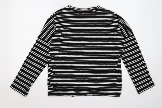 Monki Womens Black Striped Knit Pullover Jumper Size 2XS